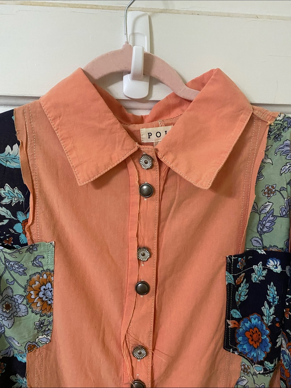 POL Boho Patchwork Button-Down Shirt - Picture 2 of 8